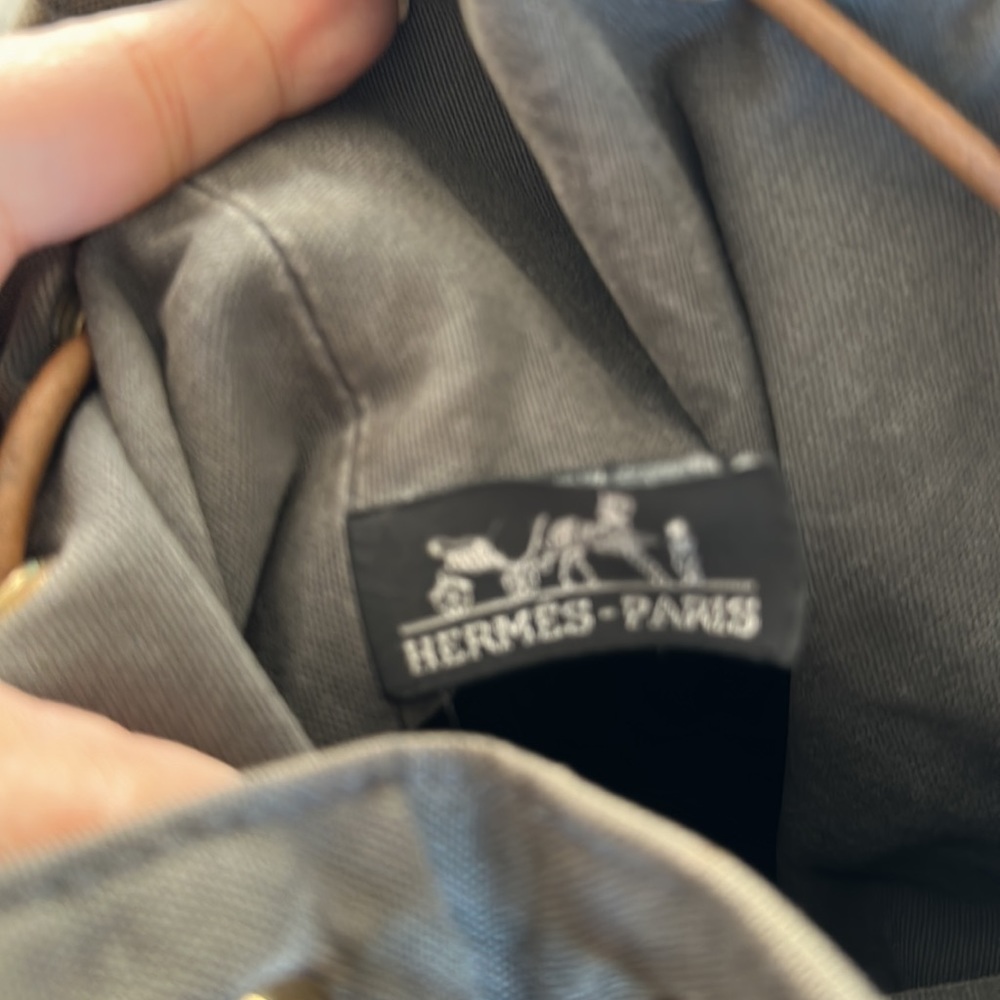 Hermes Drawstring Gray Canvas Backpack - image 8